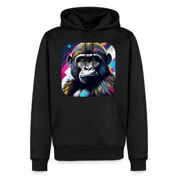 Cooler Gorilla im Graffiti Style - Männer Premium Bio Hoodie - Schwarz - Vorne - Nico (187cm)