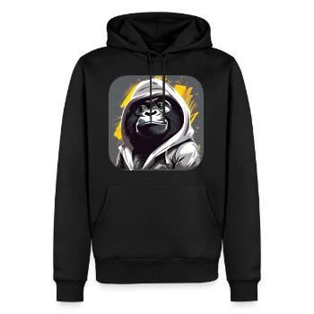 Cooler Gorilla mit Hoodie - Männer Premium Bio Hoodie - Schwarz - Vorne - Nico (187cm)