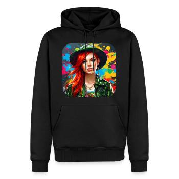 Cooles irisches rothaariges Mädchen - Männer Premium Bio Hoodie - Schwarz - Vorne - Nico (187cm)