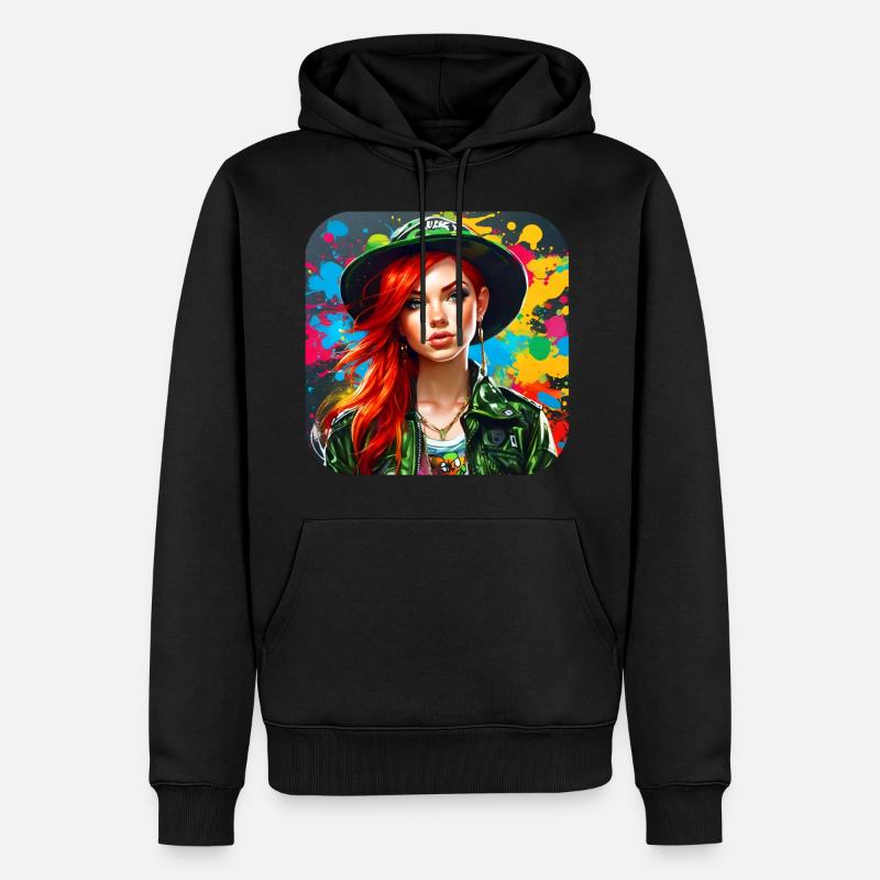 Cooles irisches rothaariges Mädchen - Männer Premium Bio Hoodie - Schwarz