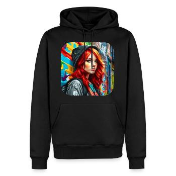 Cooles irisches rothaariges Mädchen - Männer Premium Bio Hoodie - Schwarz - Vorne - Nico (187cm)
