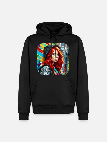 Cooles irisches rothaariges Mädchen - Männer Premium Bio Hoodie - Schwarz