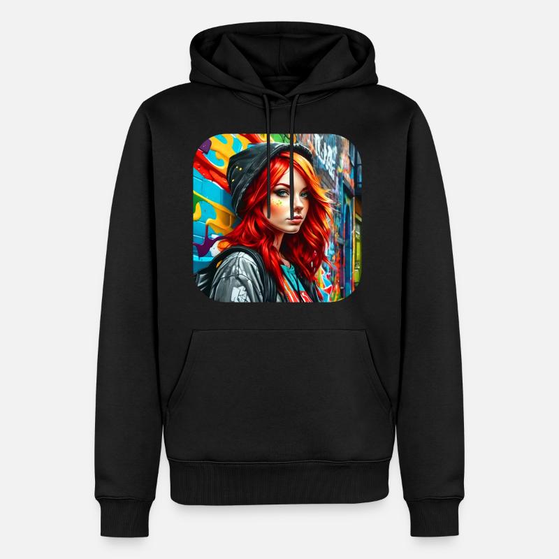Cooles irisches rothaariges Mädchen - Männer Premium Bio Hoodie - Schwarz
