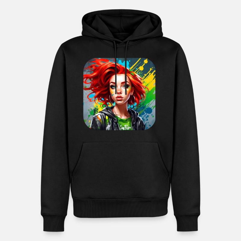 Cooles irisches rothaariges Mädchen - Männer Premium Bio Hoodie - Schwarz