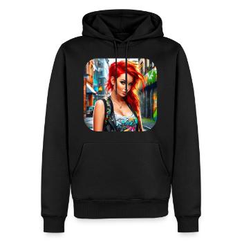 Fille rousse irlandaise cool - Sweat à capuche Premium bio Homme - noir - Devant - Nico (187cm)