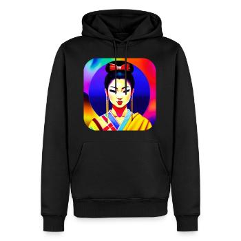 Geisha dans un style rétro - Sweat à capuche Premium bio Homme - noir - Devant - Nico (187cm)