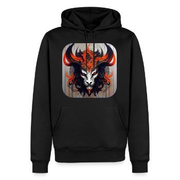 Taureau diabolique - Sweat à capuche Premium bio Homme - noir - Devant - Nico (187cm)