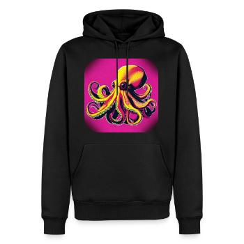 Krake im 80er Style in Pink - Männer Premium Bio Hoodie - Schwarz - Vorne - Nico (187cm)