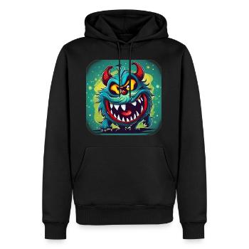 Petit monstre mignon - Sweat à capuche Premium bio Homme - noir - Devant - Nico (187cm)