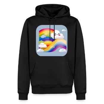Niedliche Wolken mit Regenbogen - Männer Premium Bio Hoodie - Schwarz - Vorne - Nico (187cm)
