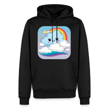 Niedliche Wolke mit Regenbogen - Männer Premium Bio Hoodie - Schwarz - Vorne - Nico (187cm)