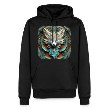 Mystisches Fuchs Logo - Männer Premium Bio Hoodie - Schwarz - Vorne - Nico (187cm)
