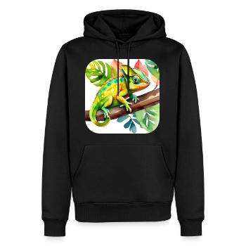 Doux caméléon - Sweat à capuche Premium bio Homme - noir - Devant - Nico (187cm)