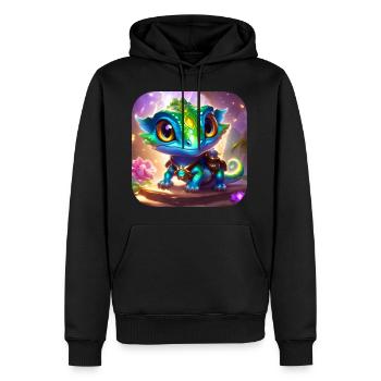 Mignon petit lézard fantastique - Sweat à capuche Premium bio Homme - noir - Devant - Nico (187cm)