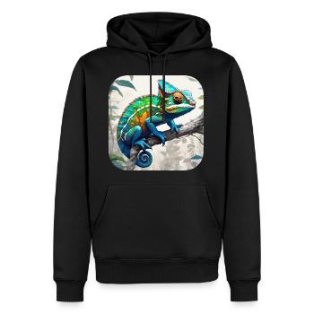 Caméléon camouflage cool - Sweat à capuche Premium bio Homme - noir - Devant - Nico (187cm)