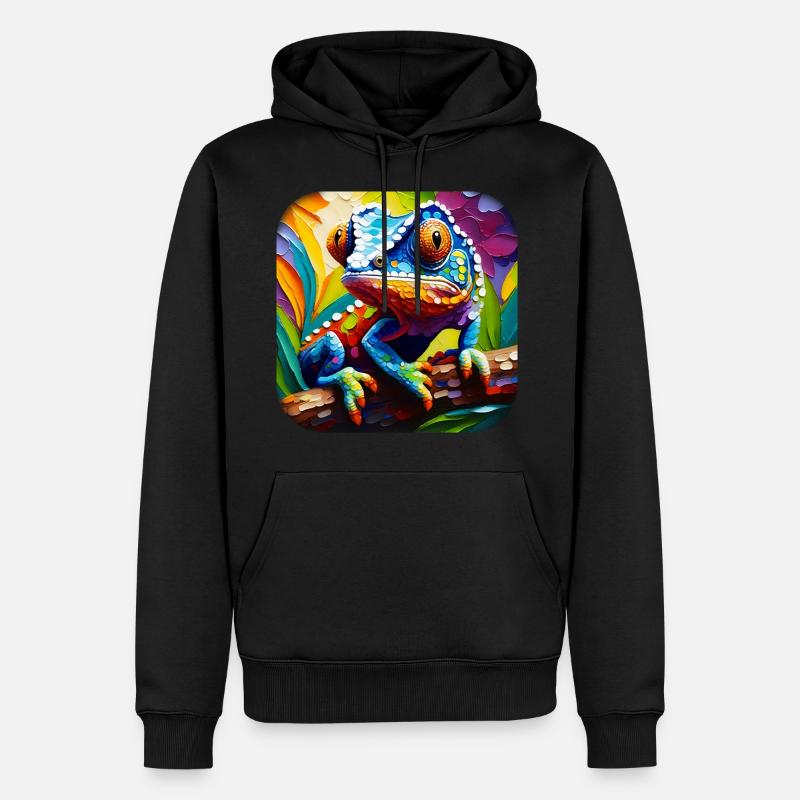 Bunte Echse - Männer Premium Bio Hoodie - Schwarz
