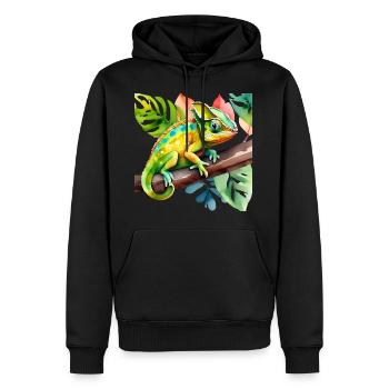 Mignon petit caméléon - Sweat à capuche Premium bio Homme - noir - Devant - Nico (187cm)