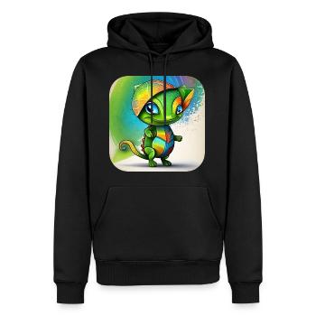 Caméléon mignon - Sweat à capuche Premium bio Homme - noir - Devant - Nico (187cm)