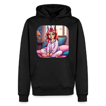 Niedliches Girl im Schlafanzug mit Katzenohren - Männer Premium Bio Hoodie - Schwarz - Vorne - Nico (187cm)