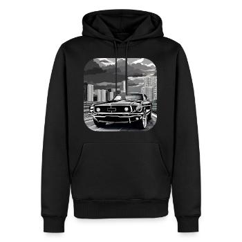 Oldtimer Drift Auto Turbo Rallye - Männer Premium Bio Hoodie - Schwarz - Vorne - Nico (187cm)