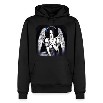 Ange gothique cool - Sweat à capuche Premium bio Homme - noir - Devant - Nico (187cm)