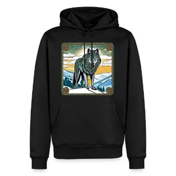 Loup cool dans le style celtique - Sweat à capuche Premium bio Homme - noir - Devant - Nico (187cm)