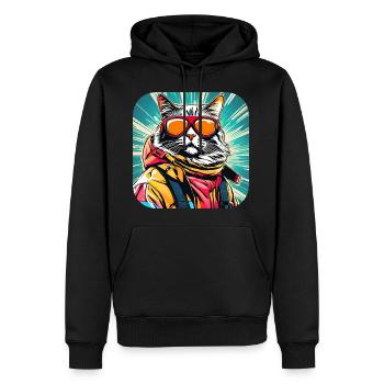 Coole Katze mit Sonnenbrille - Männer Premium Bio Hoodie - Schwarz - Vorne - Nico (187cm)