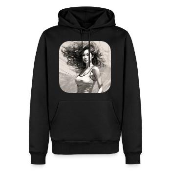 Cooles Girl - Männer Premium Bio Hoodie - Schwarz - Vorne - Nico (187cm)