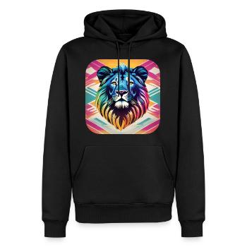 Löwe im Retro Style - Männer Premium Bio Hoodie - Schwarz - Vorne - Nico (187cm)