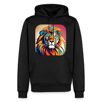 Stolzer Löwe im Retro Style - Männer Premium Bio Hoodie - Schwarz - Vorne - Nico (187cm)