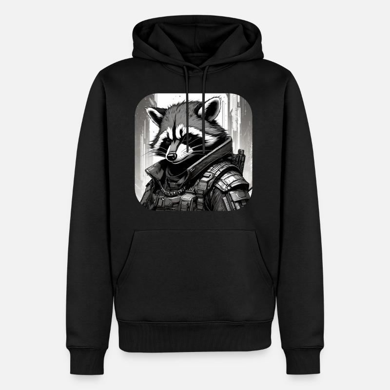 Lässiger Cyberspace Waschbär - Männer Premium Bio Hoodie - Schwarz