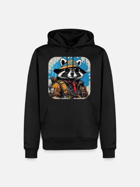 Cooler Cyberspace Waschbär - Männer Premium Bio Hoodie - Schwarz