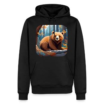 Cozy bear in the forest - Men’s Premium Organic Hoodie - black - Front - Nico (187cm)