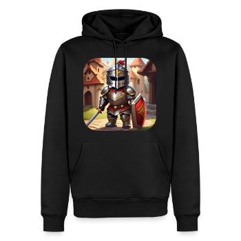 Niedlicher Ritter im Comic Style - Männer Premium Bio Hoodie - Schwarz - Vorne - Nico (187cm)