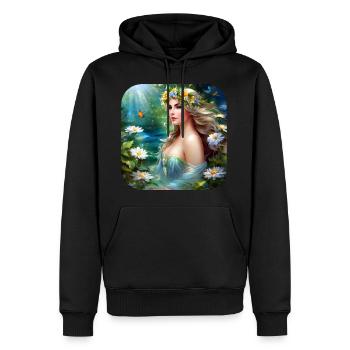 Magnifique nymphe florale - Sweat à capuche Premium bio Homme - noir - Devant - Nico (187cm)