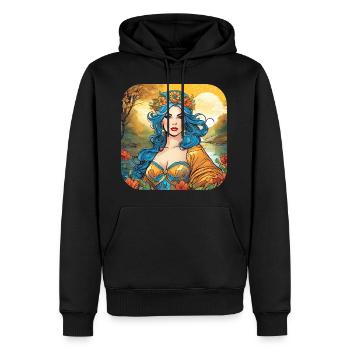 Jolie sorcière avec couronne de fleurs - Sweat à capuche Premium bio Homme - noir - Devant - Nico (187cm)