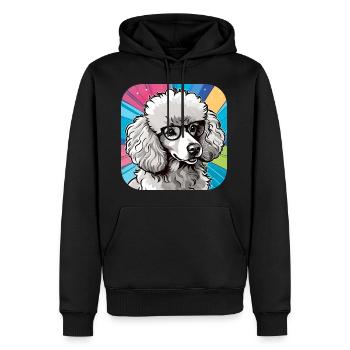 Niedlicher Zwergpudel mit Brille II - Männer Premium Bio Hoodie - Schwarz - Vorne - Nico (187cm)