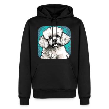 Caniche jouet mignon I - Sweat à capuche Premium bio Homme - noir - Devant - Nico (187cm)