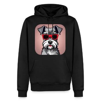 Chien schnauzer mignon avec des lunettes - Sweat à capuche Premium bio Homme - noir - Devant - Nico (187cm)