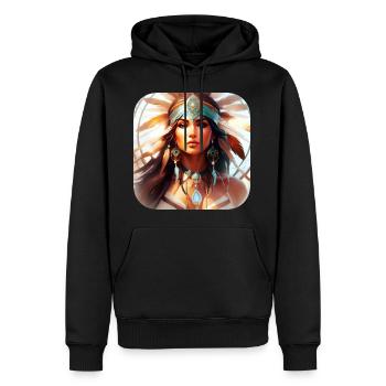Mystische Schamanin mit Federn IV - Männer Premium Bio Hoodie - Schwarz - Vorne - Nico (187cm)
