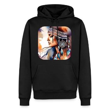 Femme mystique avec des plumes - Sweat à capuche Premium bio Homme - noir - Devant - Nico (187cm)