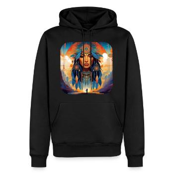 Chaman mystique avec plumes VI - Sweat à capuche Premium bio Homme - noir - Devant - Nico (187cm)