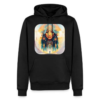 Femme mystique aux plumes VII - Sweat à capuche Premium bio Homme - noir - Devant - Nico (187cm)