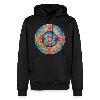 Symbol in bright colours - Men’s Premium Organic Hoodie - black - Front - Nico (187cm)