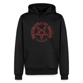 von Satan beschützt - Männer Premium Bio Hoodie - Schwarz - Vorne - Nico (187cm)