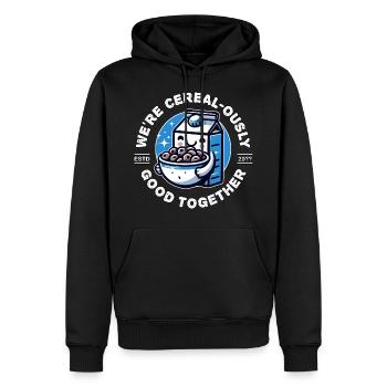 NOUS SOMMES BONS ENSEMBLE SUR LE PLAN DES CÉRÉALES - Sweat à capuche Premium bio Homme - noir - Devant - Nico (187cm)