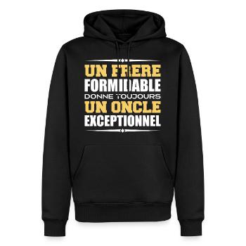 un Oncle exceptionnel cadeau pour Frère - Sweat à capuche Premium bio Homme - noir - Devant - Nico (187cm)