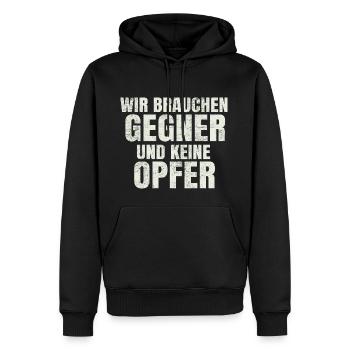 Wir brauchen Gegner Shirt - Männer Premium Bio Hoodie - Schwarz - Vorne - Nico (187cm)
