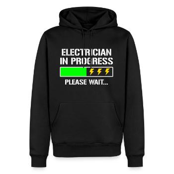 Electrician In Progress Please Wait Funny T-shirt - Men’s Premium Organic Hoodie - black - Front - Nico (187cm)