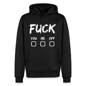 Va te faire foutre, baise-moi - Sweat à capuche Premium bio Homme - noir - Devant - Nico (187cm)